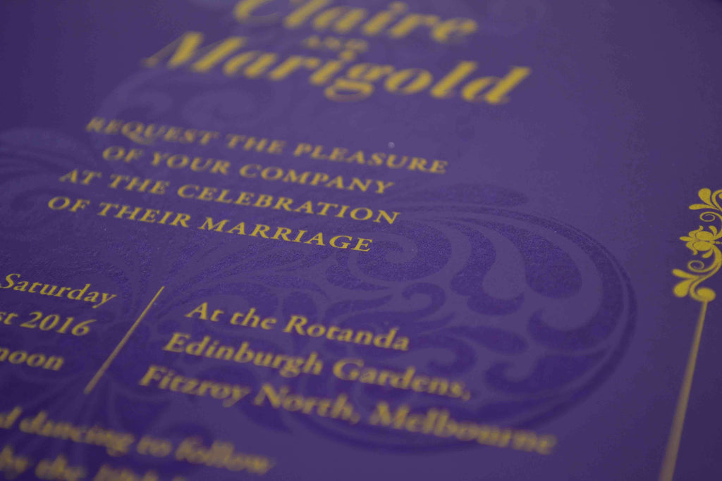 Wedding Invite With Gold and Clear Inks