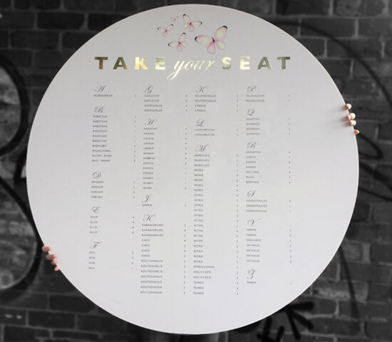 Wedding Seating Chart Decal